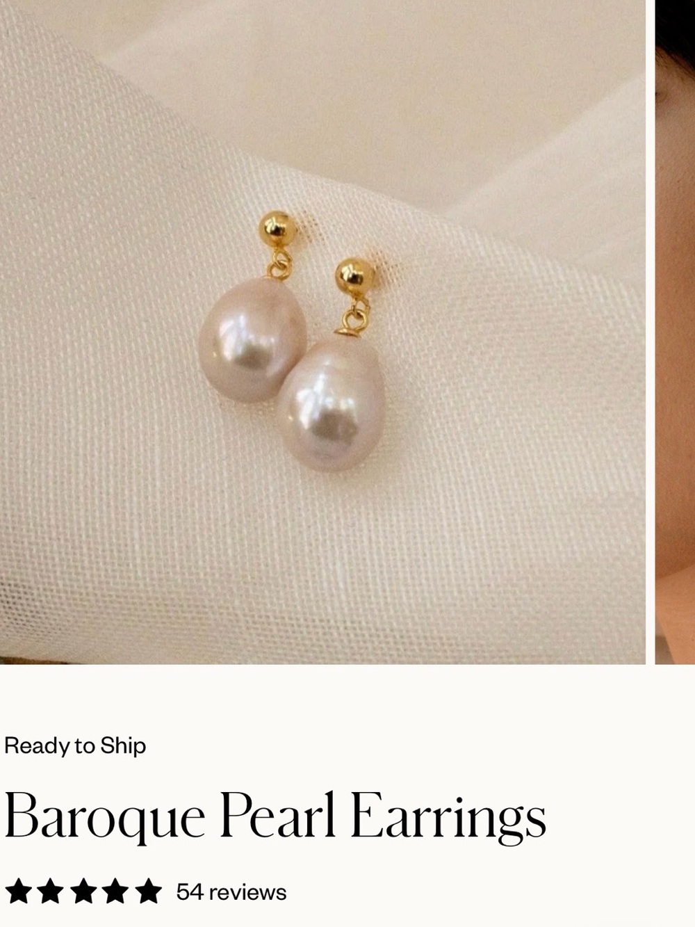 Gold Drop Baroque Pearl Earrings - Caitlyn minimalist